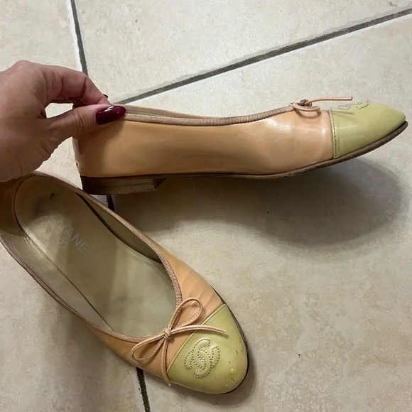 CHANEL Women's Tan and Yellow Ballet Flats - Picture 5 of 5